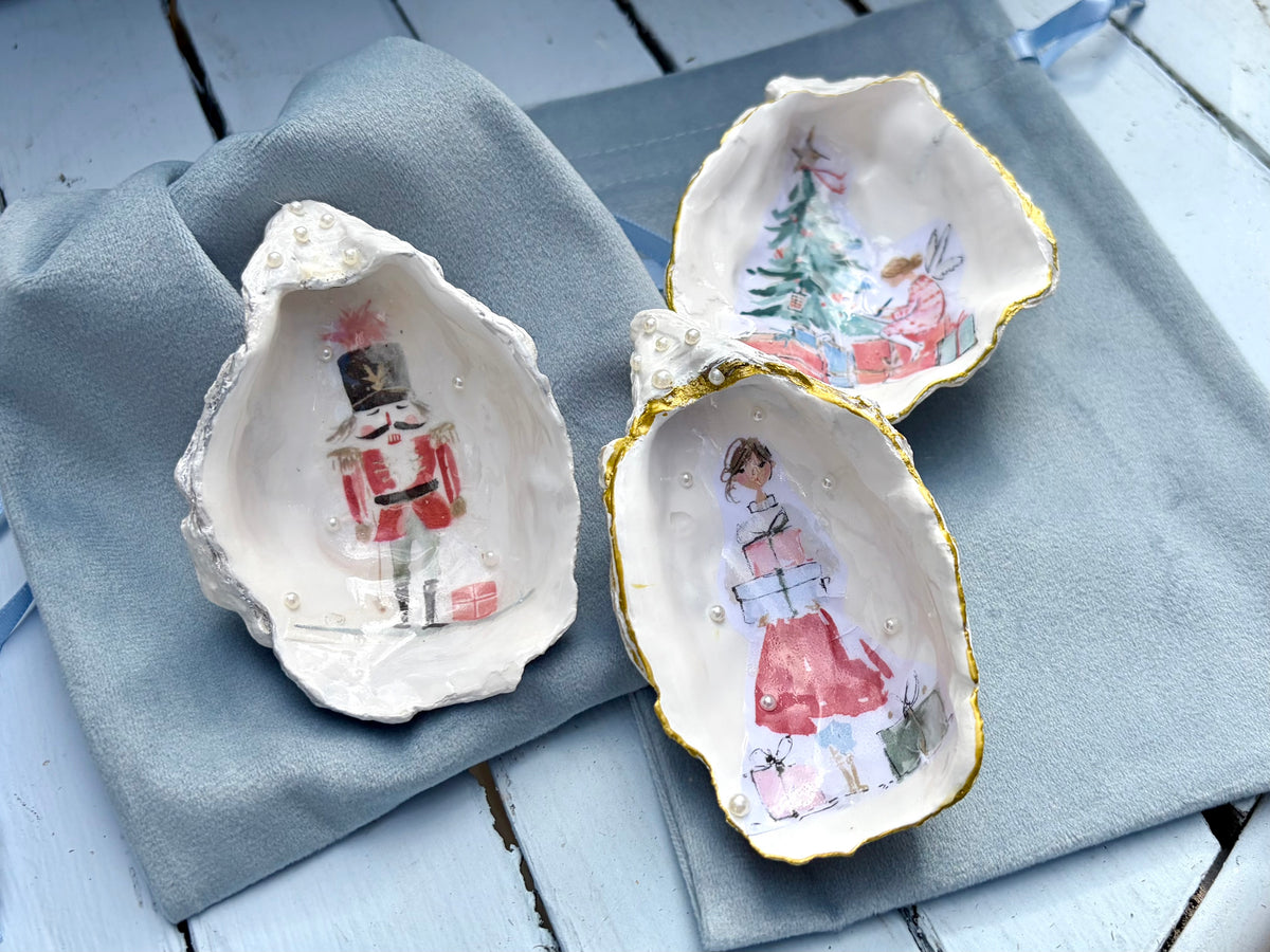 Nutcracker Christmas Shell Trinket Dish
