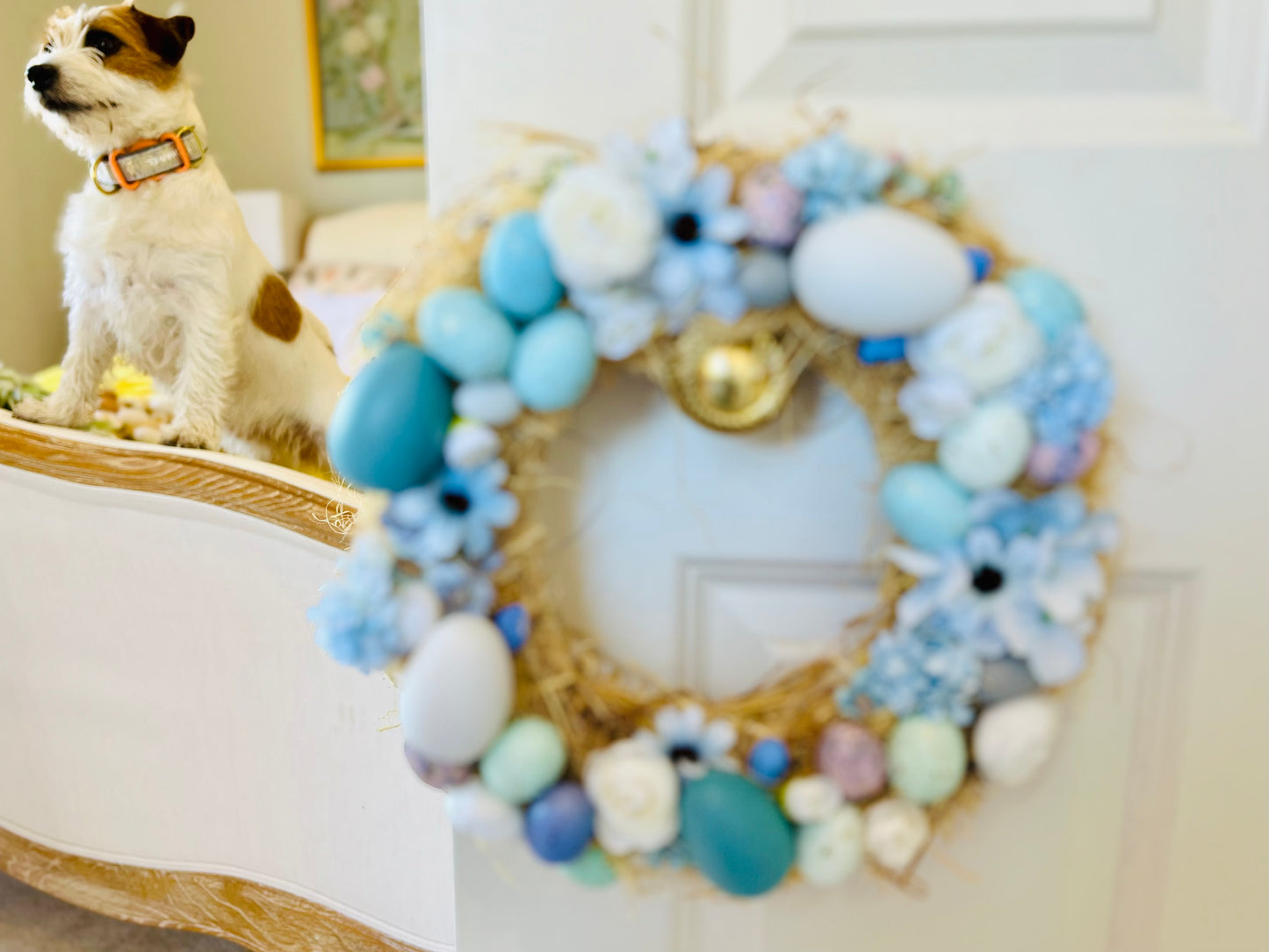Blue spring door wreath