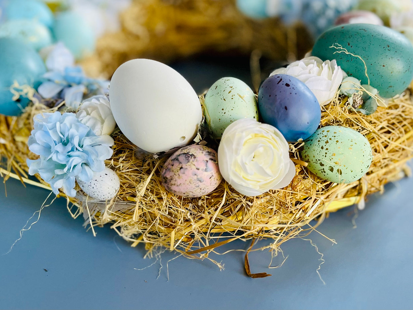 Blue spring door wreath