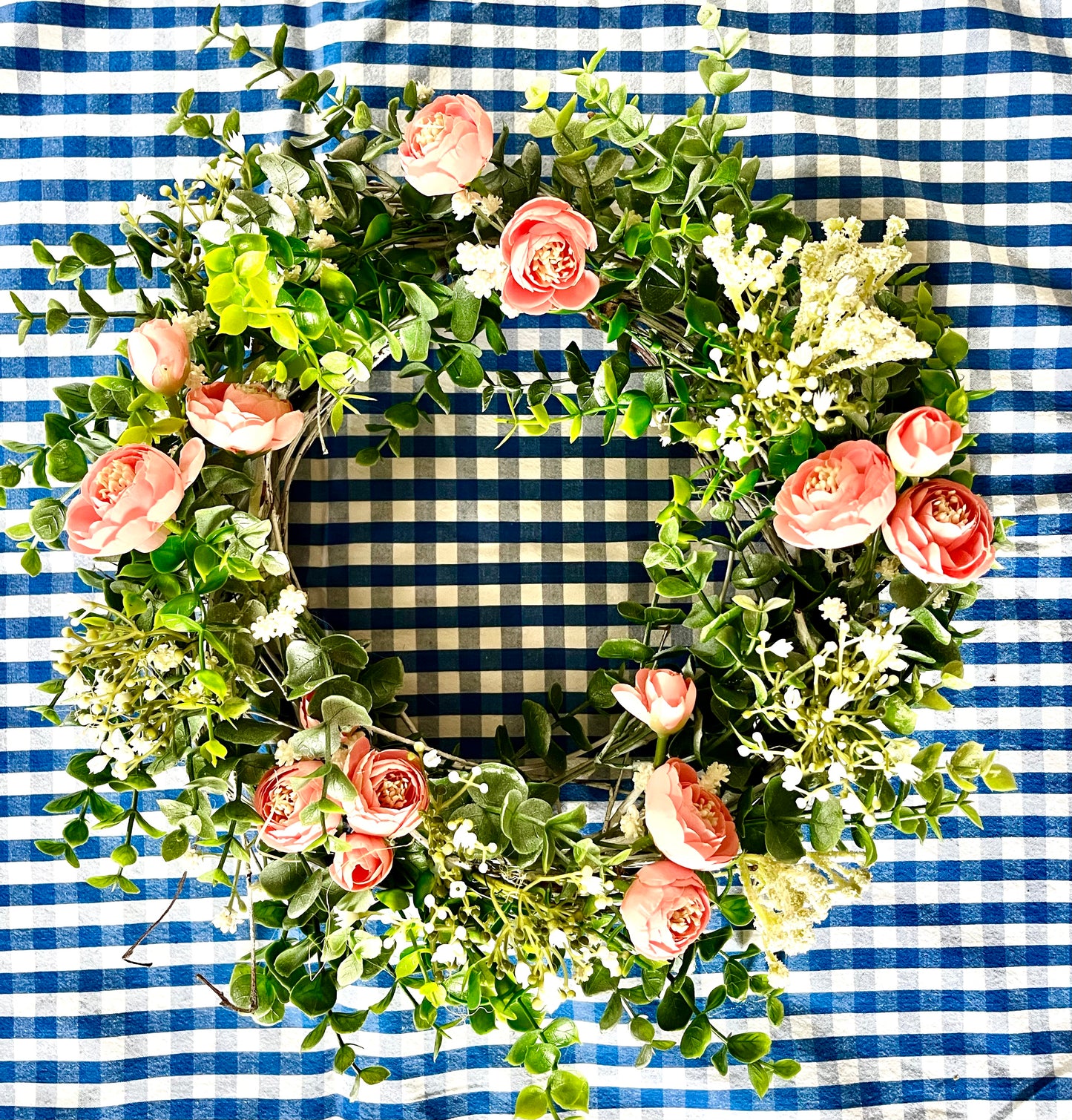 Spring pink door wreath