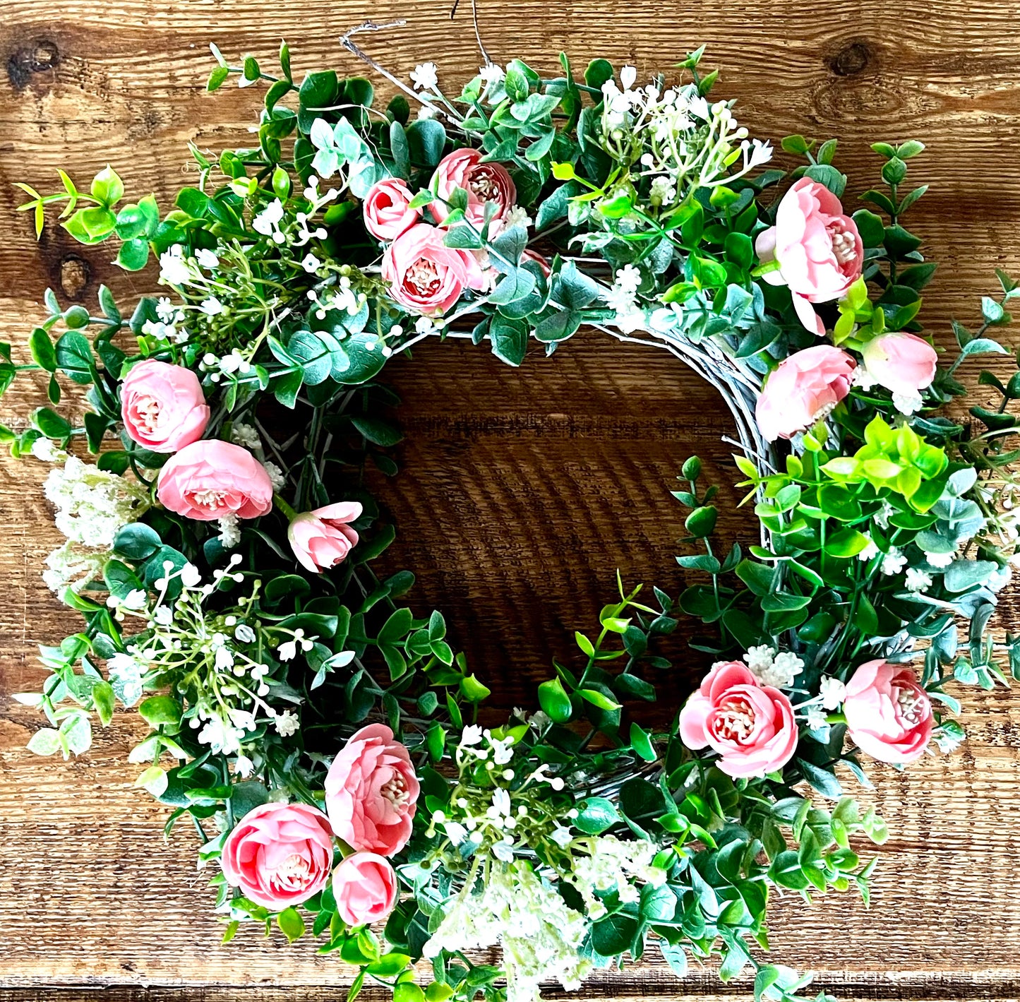 Spring pink door wreath