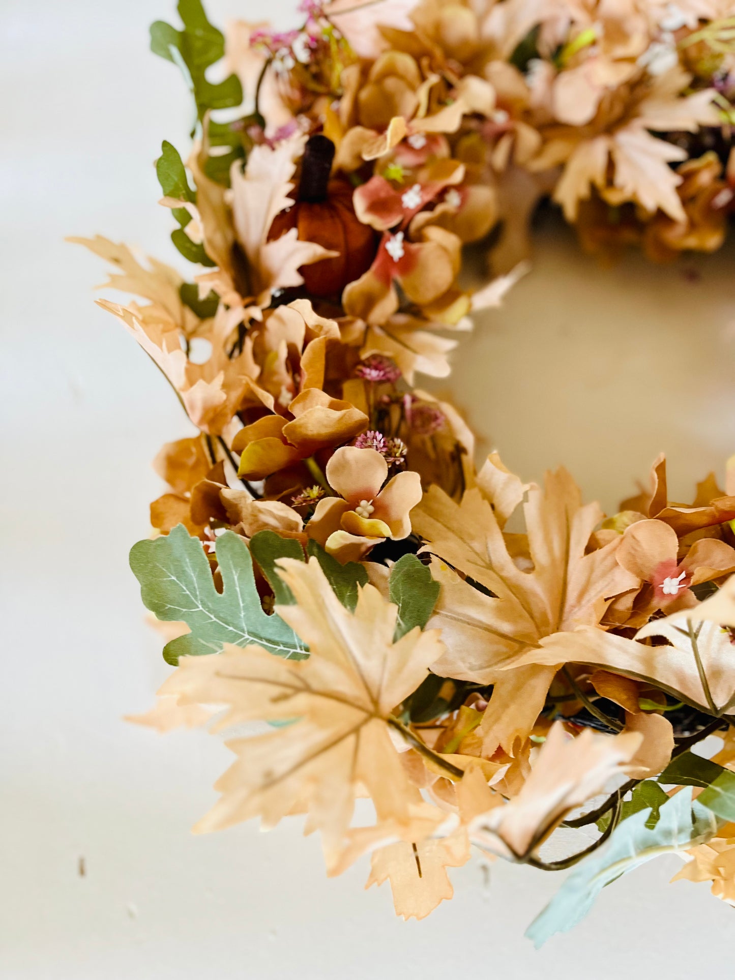 Orange pumpkins artificial door wreath