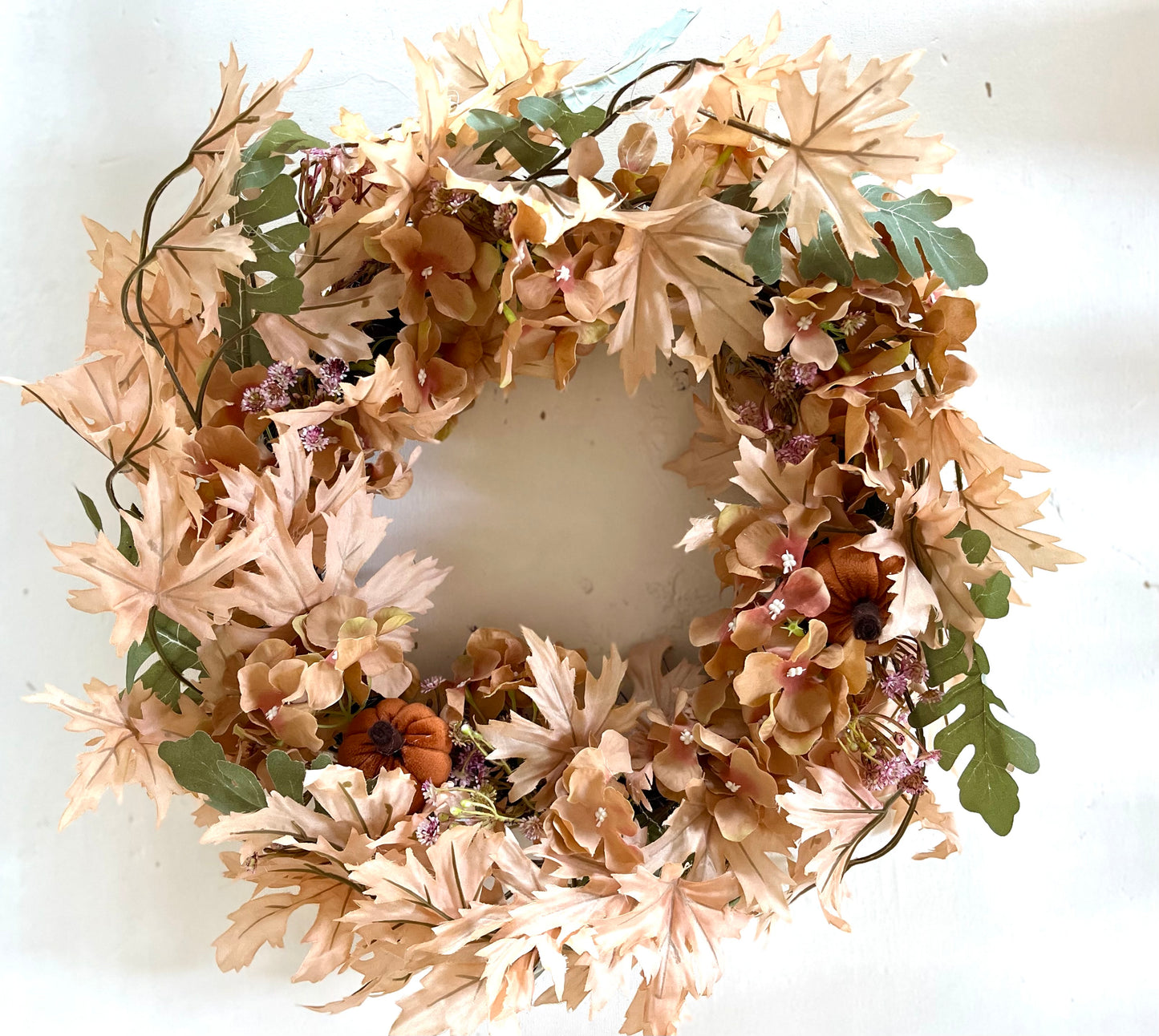 Orange pumpkins artificial door wreath