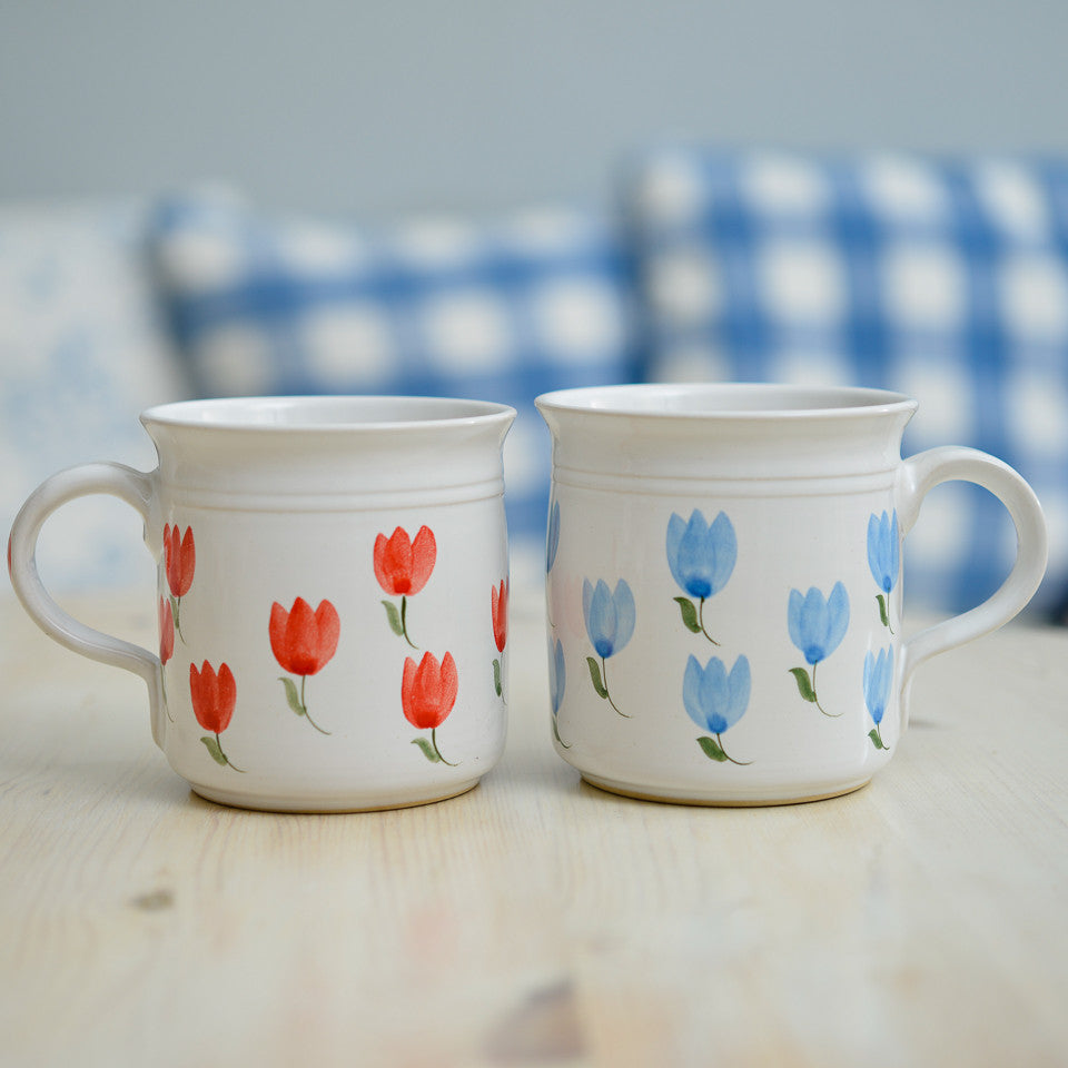 Handmade Ceramic Blue Tulip Mug
