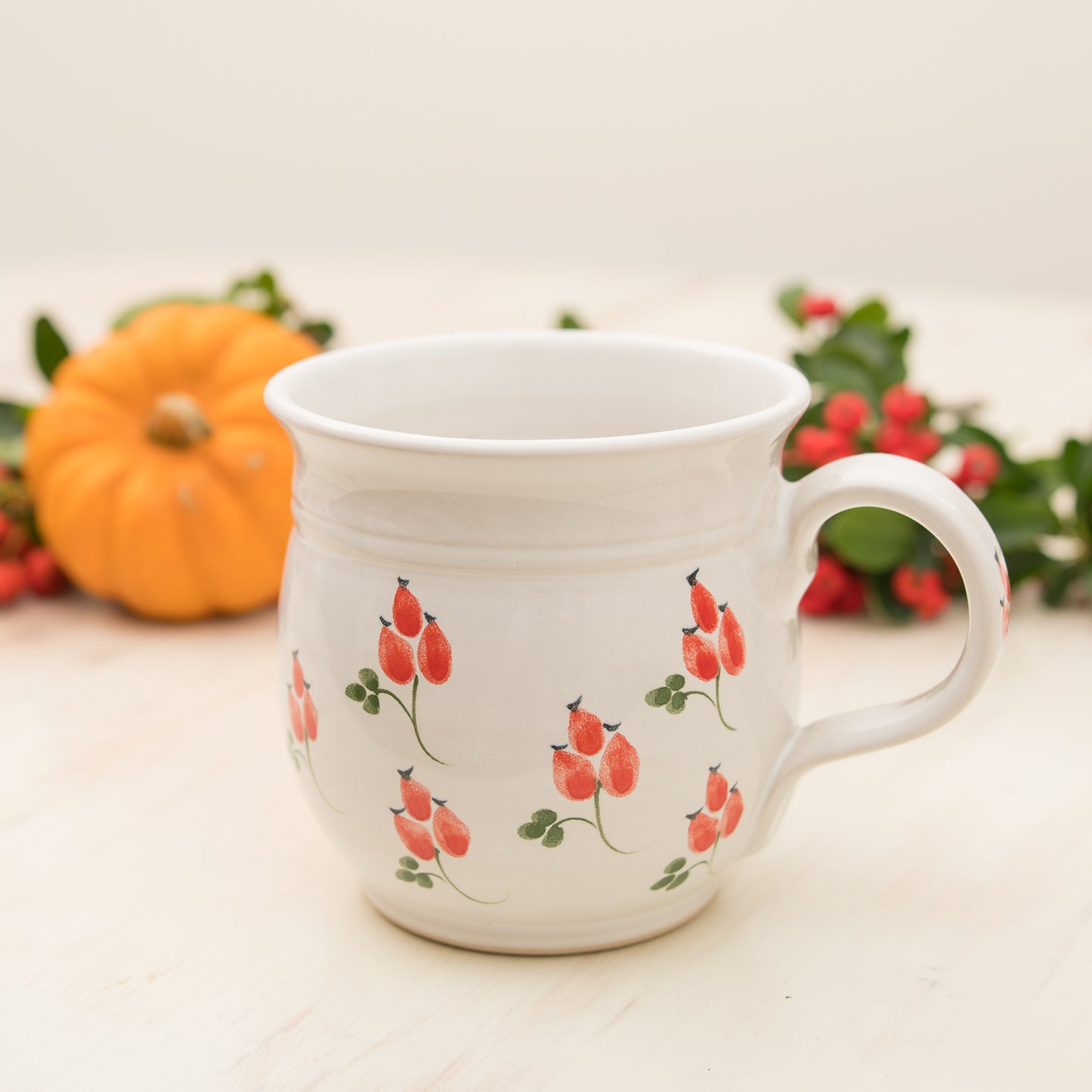Handmade Rose Hip Ceramic Tea Cup