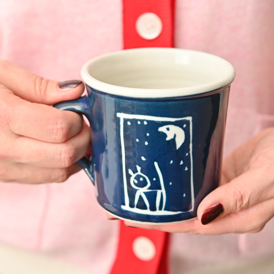 Handmade Porcelain Day & Night Tea Mug