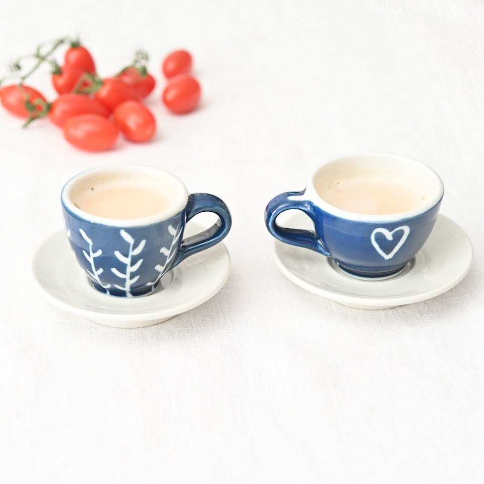 Handmade Porcelain Heart Espresso Cup with Saucer