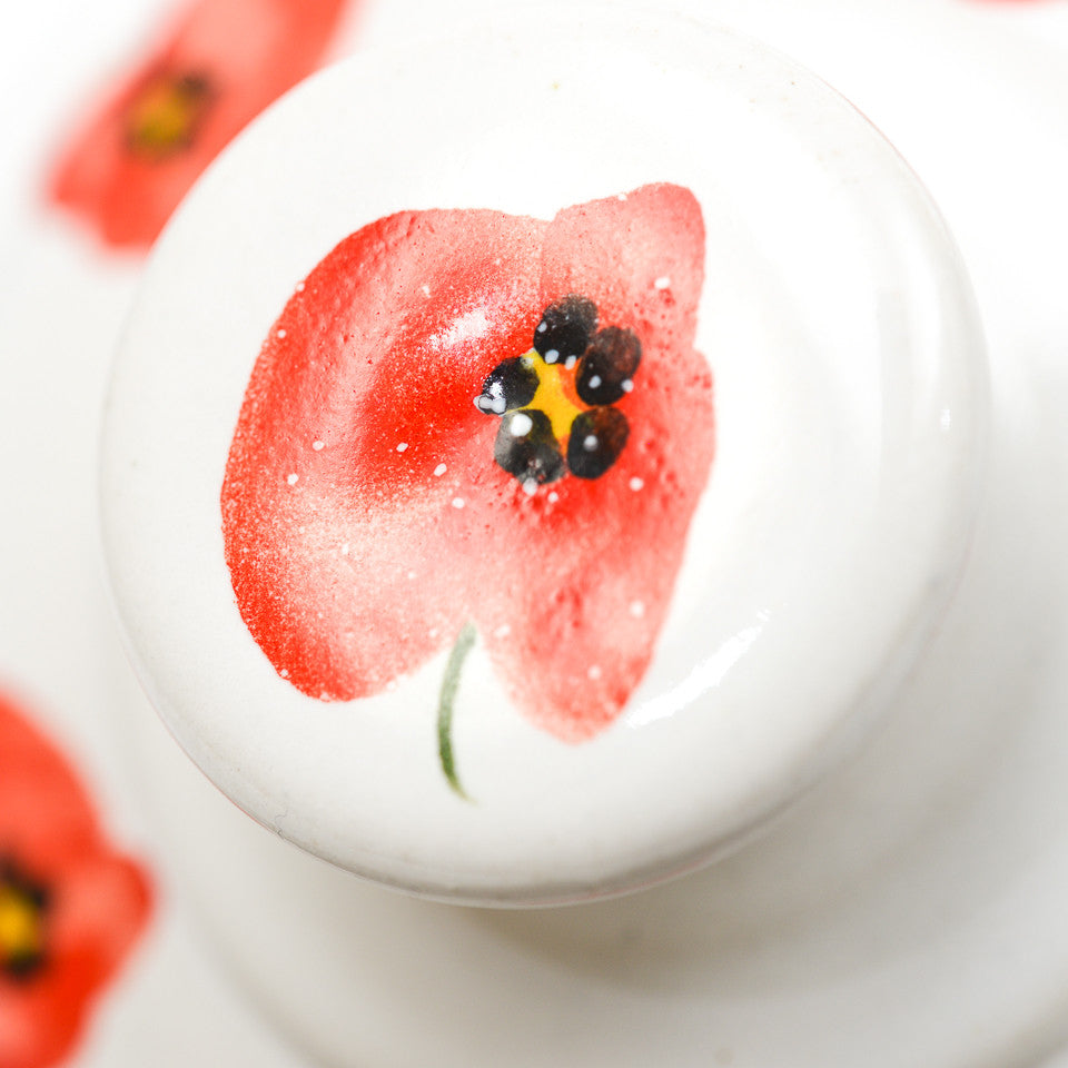 Handmade Red Poppy Sugar Bowl