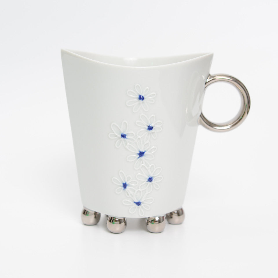 Handmade Floral Porcelain Cup with Legs