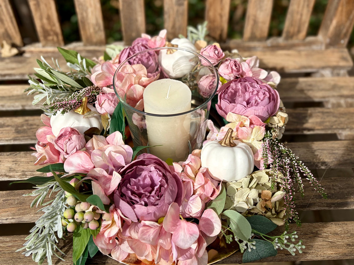 White Pumpkin & Dried Greenery Centerpiece