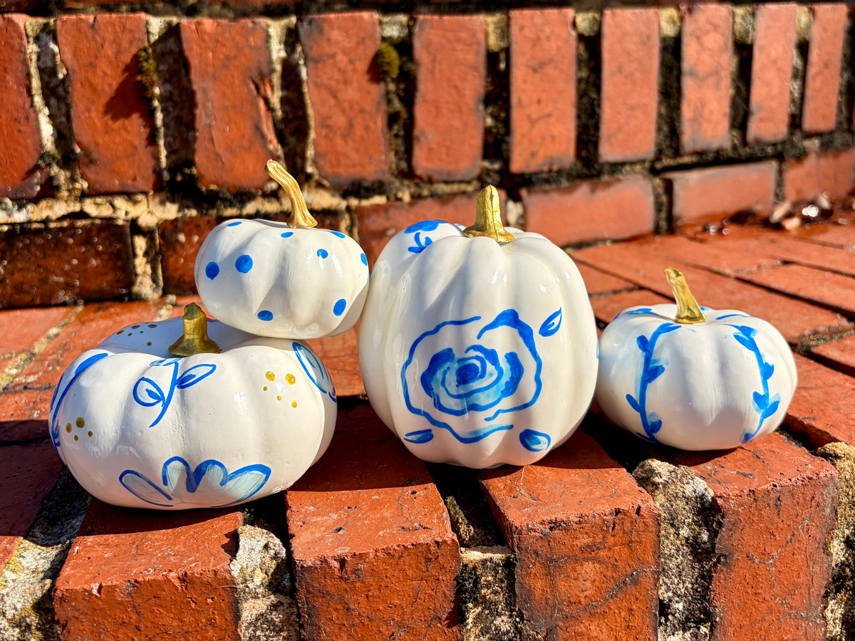 Hand-Painted Blue Pumpkins