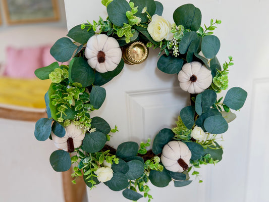 Eucalyptus & White Pumpkin Wreath