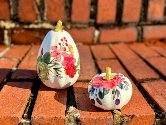 Rose & Berry Decoupage Pumpkins