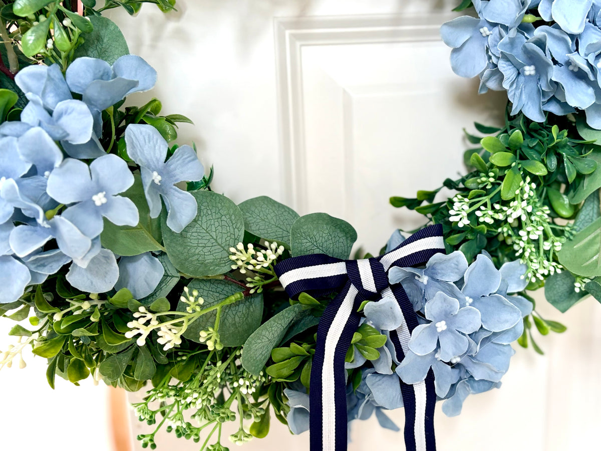 Dusty Blue Faux Hydrangea & Eucalyptus Wreath