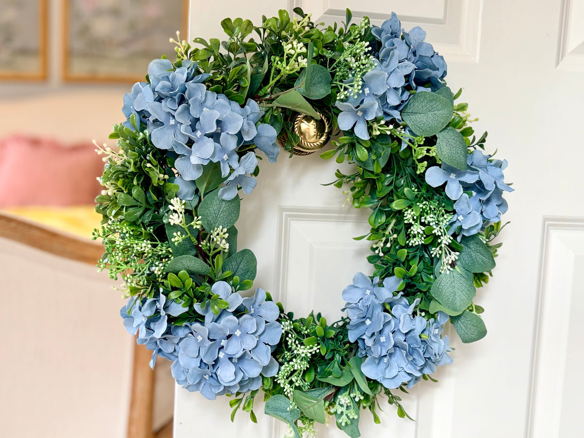 Dusty Blue Faux Hydrangea & Eucalyptus Wreath