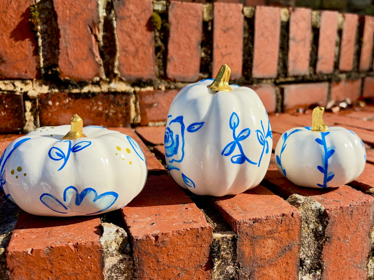 Hand-Painted Blue Pumpkins