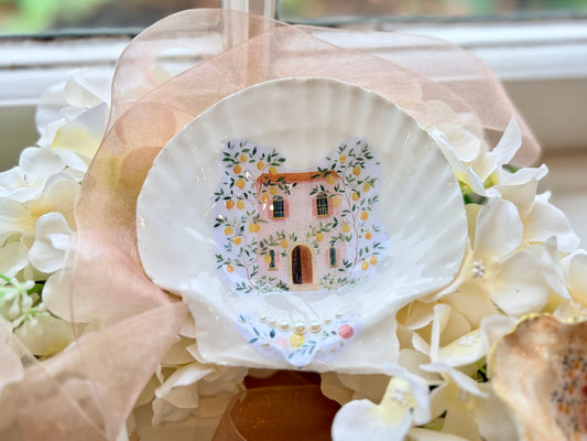 Tuscan Lemon House Shell Trinket Dish