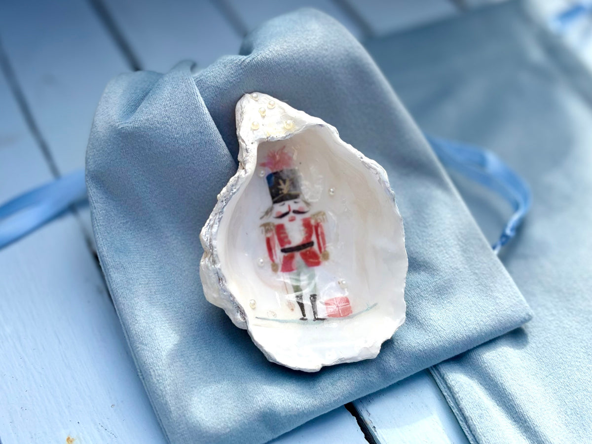 Nutcracker Christmas Shell Trinket Dish