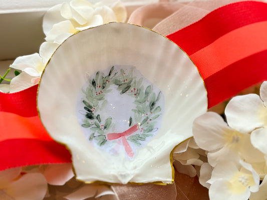 Christmas Wreath Shell Trinket Dish