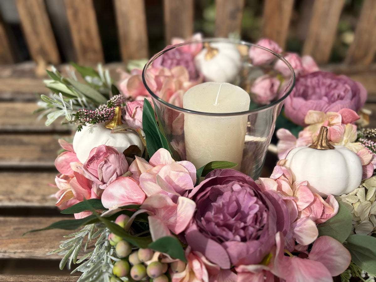 White Pumpkin & Dried Greenery Centerpiece