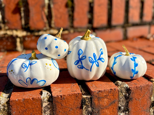 Hand-Painted Blue Pumpkins
