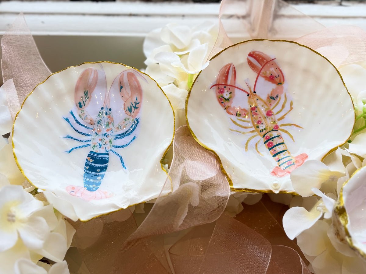 Floral Lobster Shell Trinket Dish