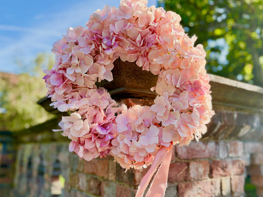 Blush Pink Faux Hydrangea Wreath