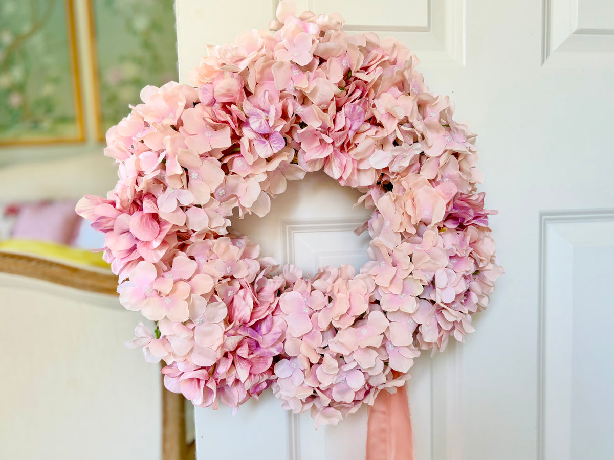 Blush Pink Faux Hydrangea Wreath