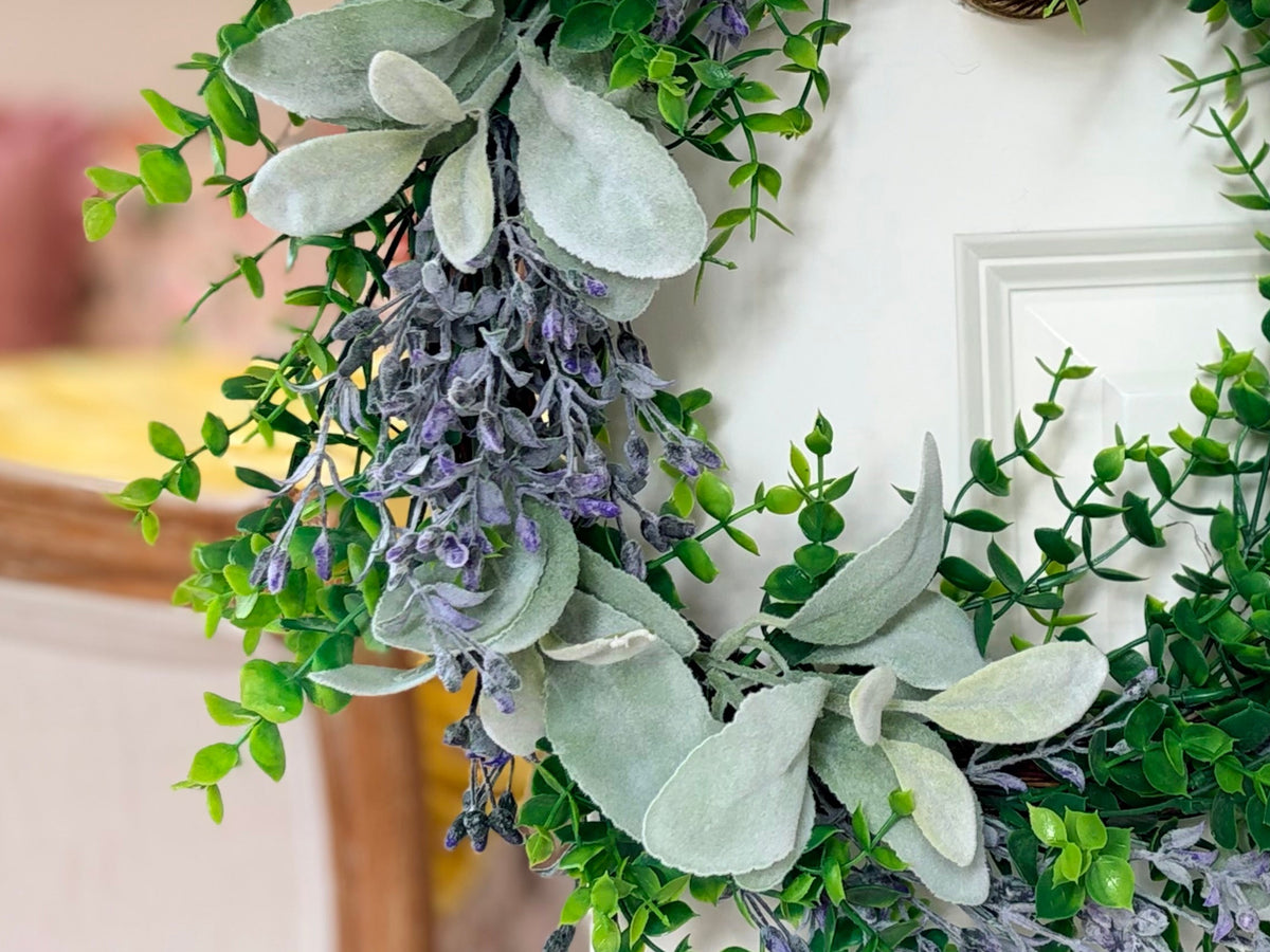 Lavender & Lamb's Ear Faux Wreath