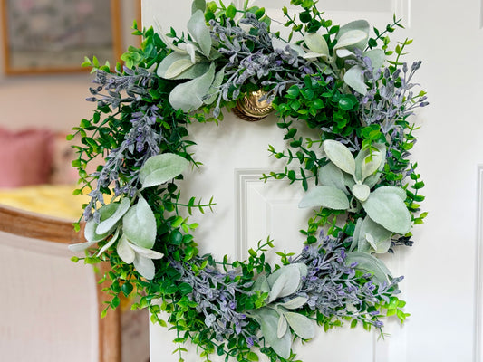 Lavender & Lamb's Ear Faux Wreath