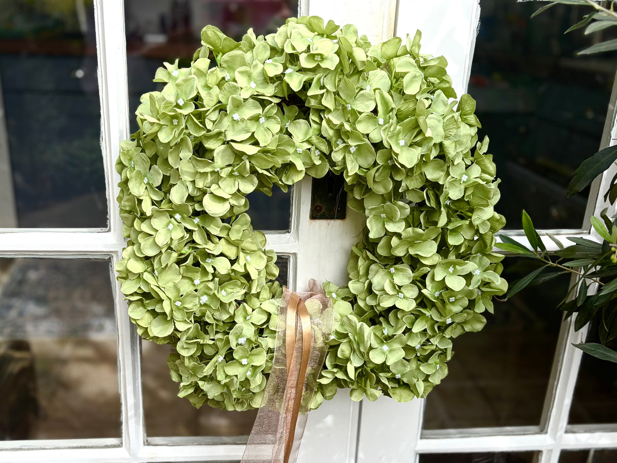 Sage Green Faux Hydrangea Wreath