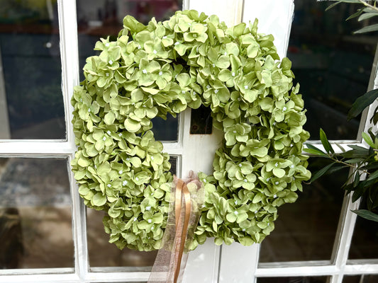 Sage Green Faux Hydrangea Wreath