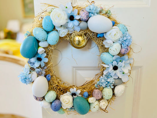 Blue spring door wreath