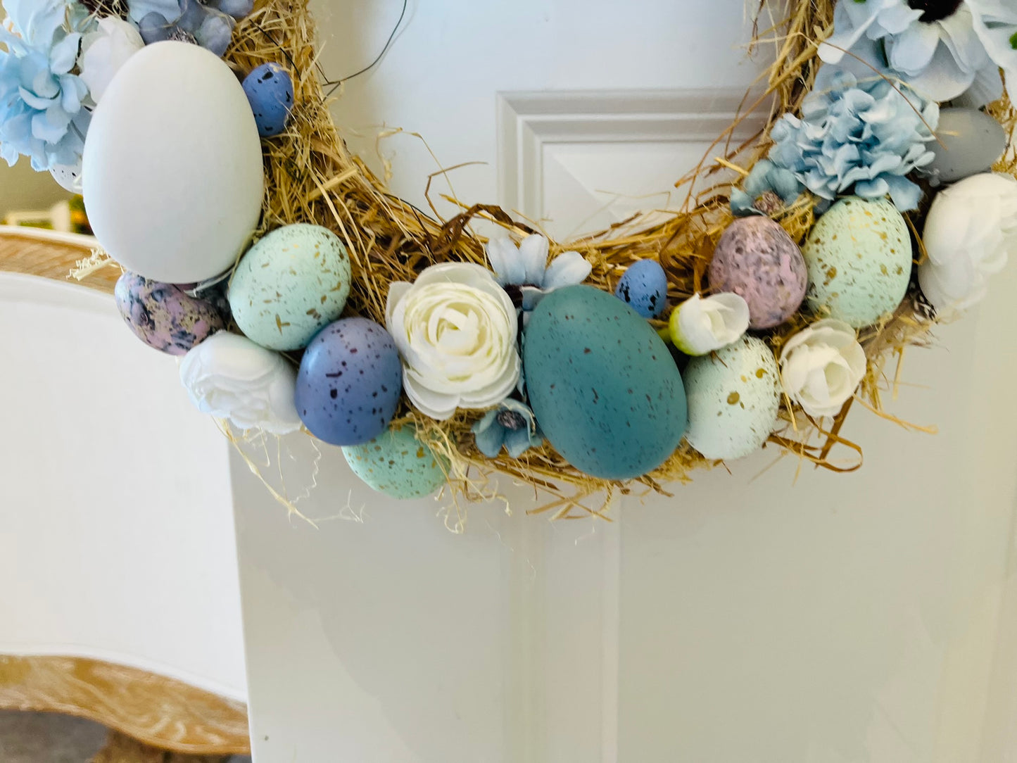 Blue spring door wreath