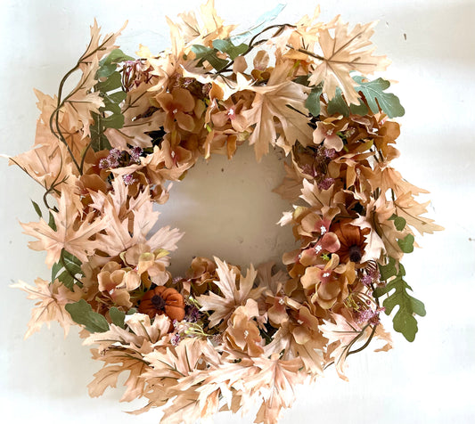 Orange pumpkins artificial door wreath