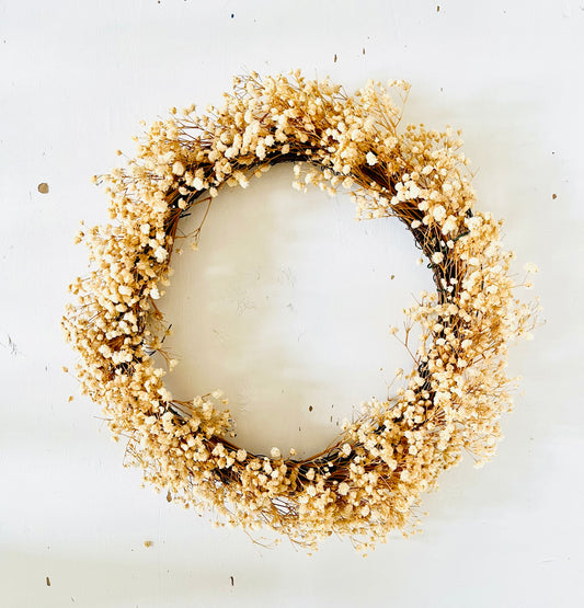 Dried White gypsophila wreath