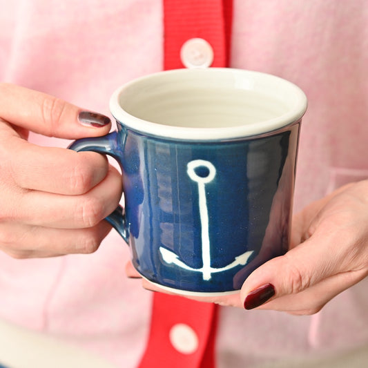 Handmade Porcelain Anchor Tea Mug