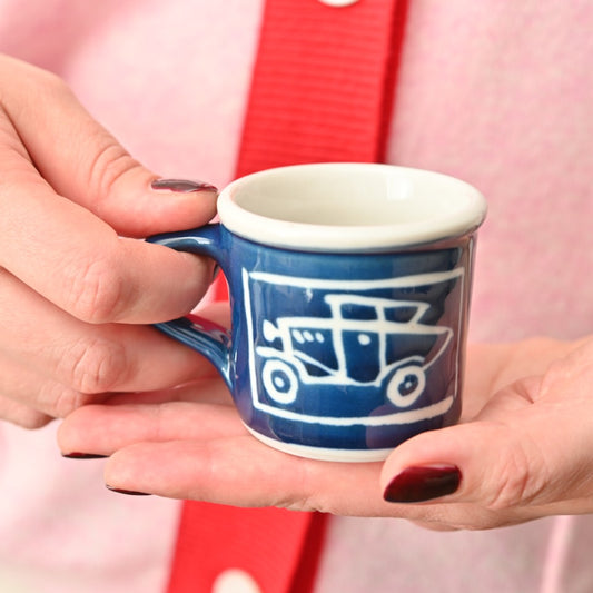 Handmade Porcelain Veteran Car Espresso Cup