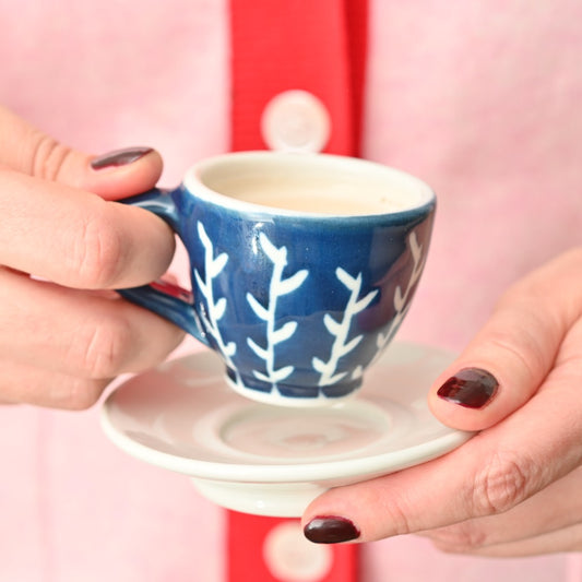 Porcelain Meadow Espresso Cup with Saucer