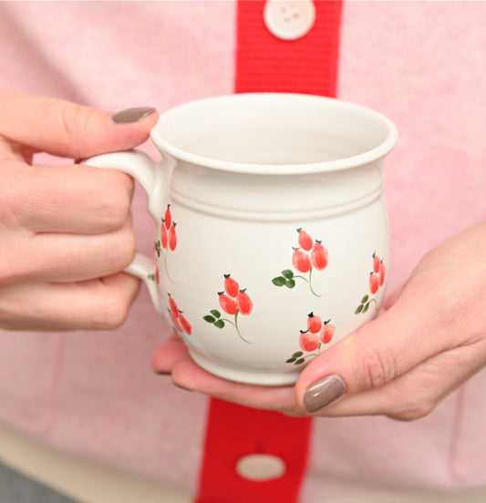 Handmade Rose Hip Ceramic Tea Cup