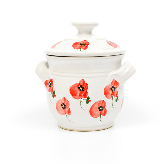 Handmade Red Poppy Sugar Bowl