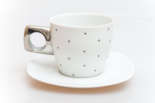 Handmade Dotted Porcelain Cup with Saucer
